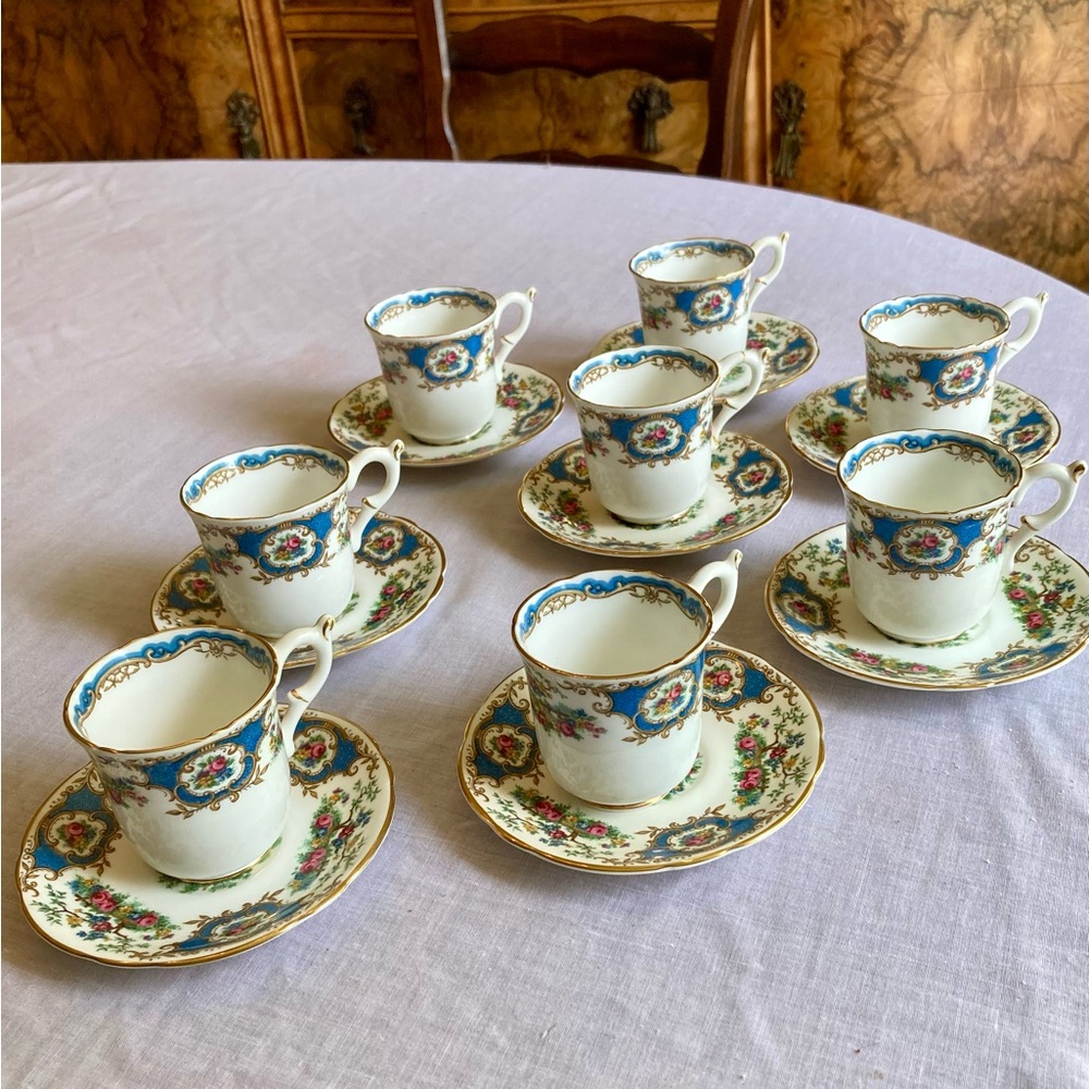 Vintage Coalport Demitasse Cup and Saucers Set of 8. Made in England